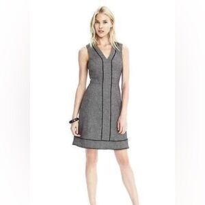 Banana Republic Grey Wool Blend Herringbone Dress